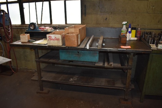 78" x 27" METAL WORKBENCH WITH MISC. CONTENTS,