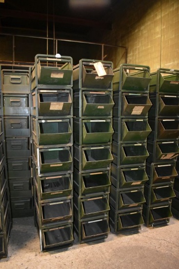 SET OF STACKABLE BINS, (3) STACKS WITH (7) BINS EACH