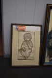 FRAMED AND MATTED DRAWING 