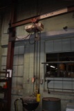 APPROX. 10' LONG JIB WITH COFFING ONE TON CHAIN HOIST,