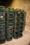 SET OF STACKABLE BINS, (3) STACKS WITH (7) BINS EACH