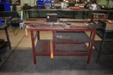 STEEL WORKBENCH WITH LOWER SHELF, INCLUDES MOUNTED GRINDER