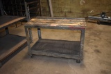 HEAVY DUTY STEEL SHOP CART WITH WOODEN INSERTS,