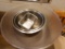 LARGE PLASTIC SALAD BOWL, (2) STAINLESS STEEL BOWLS