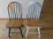 PAIR OF SOLID WOOD CHAIRS, DISTRESSED PAINT,