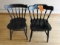 PAIR OF SOLID WOOD CHAIRS, PAINTED BLACK,