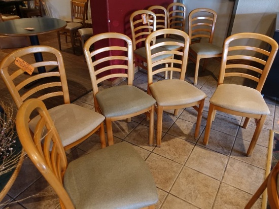 SET OF (5) CHAIRS, HORIZONTAL SLAT BACK, WOOD FRAME,