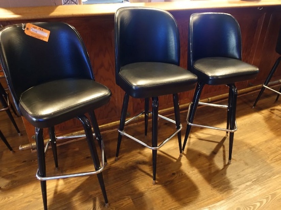 (3) BAR STOOLS, BLACK VINYL SEAT/BACK