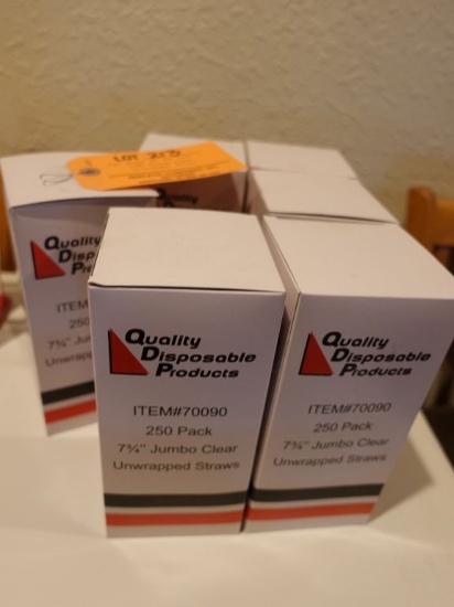 (6) BOXES OF 250 PACK 7 3/4" JUMBO CLEAR UNWRAPPED STRAWS