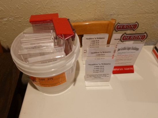 LOT OF (11) CLEAR DISPLAY STANDS, APPROX 4" x 6"