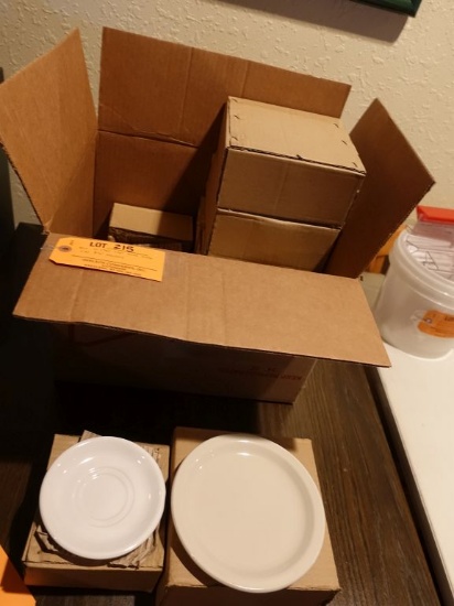 BOX WITH (36) 7 1/4" SALAD PLATES AND (18) 5 1/2" SAUCERS