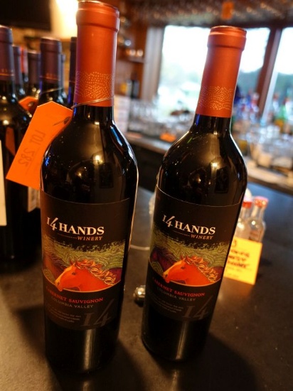 (2) BOTTLES OF 2016 14 HANDS WINERY CABERNET SAUVIGNON WINE,