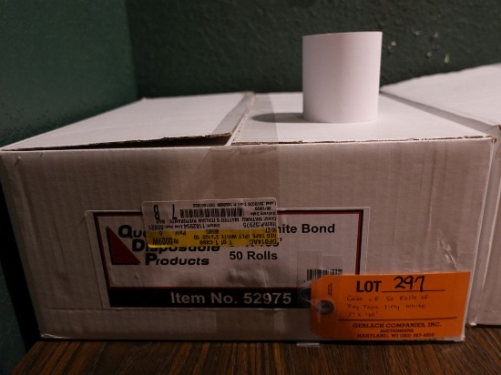 CASE OF 50 ROLLS OF REG TAP, 1 PLY WHITE, 3" x 165'