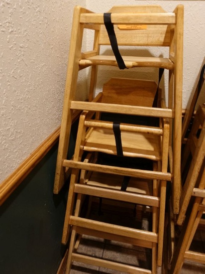 (3) WOODEN CHILDRENS HIGH CHAIRS