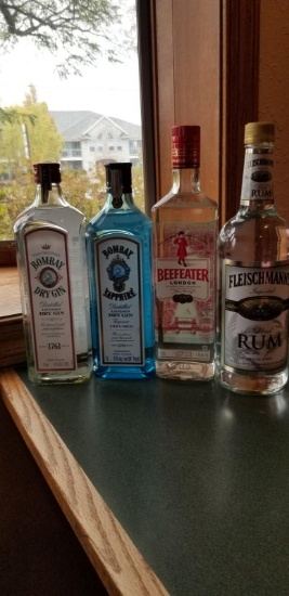 (4) BOTTLES LIQUOR- 3 GIN 1 RUM