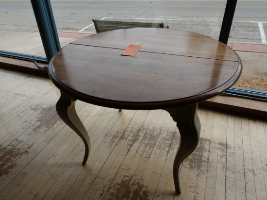 42" ROUND DINING TABLE, PAINTED BASE, SOLID WOOD TOP,