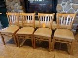 SET OF (4) CHAIRS, VERTICAL SLAT BACK, WOOD FRAME,