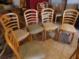 SET OF (5) CHAIRS, HORIZONTAL SLAT BACK, WOOD FRAME,