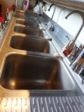 BAR STATION, STAINLESS STEEL FOUR COMPARTMENT SINK,