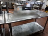 STAINLESS STEEL PREP TABLE WITH UPPER SHELF AND