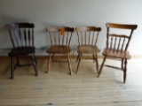 4 MISC SOLID WOOD CHAIRS, NOT MATCHING,