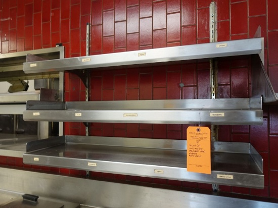 SET OF (3) WALL-MOUNT STAINLESS STEEL SHELVES,