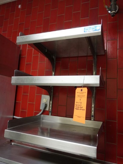 SET OF (3) WALL-MOUNT STAINLESS STEEL SHELVES,