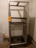 TRAY RACK ON CASTERS WITH (4) TRAYS