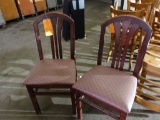 (2) WOODEN LADDER BACK CHAIRS, AND (2) WOODEN CHAIRS