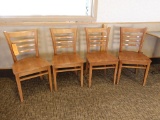 (4) WOODEN LADDER BACK DINING ROOM CHAIRS,