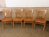 (4) WOODEN LADDER BACK DINING ROOM CHAIRS,