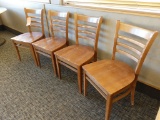 (4) WOODEN LADDER BACK DINING ROOM CHAIRS,