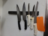 MAGNETIC KNIFE RACK WITH ASSORTED KNIVES