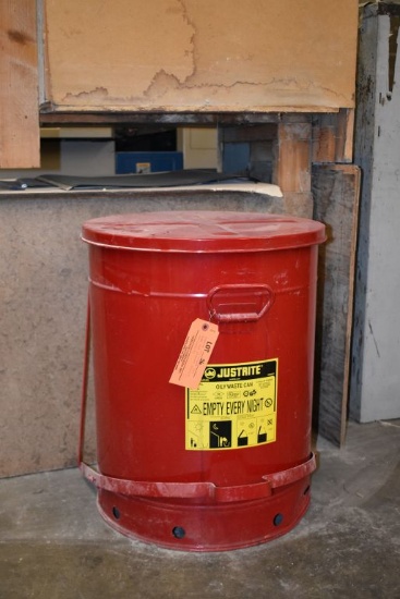 JUSTRITE OILY WASTE CAN, MODEL RED 21 GALLON NOMINAL NET CAPACITY