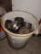 LARGE CAN FULL OF ROUND CAKE PANS,
