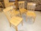 (4) LIGHT COLORED SOLID WOOD DINING CHAIRS,