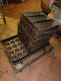 ASSORTED BAKING PANS AND TRAYS ON CASTER BASE