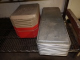 SMALL PLASTIC TRAYS AND STACK OF (16) 25