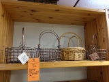 ASSORTED METAL AND WICKER BASKETS WITH HANDLES, NEW