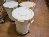 (3) WHITE BINS ON ROLLERS