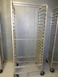 ALUMINUM TRAY RACK ON CASTERS, 28