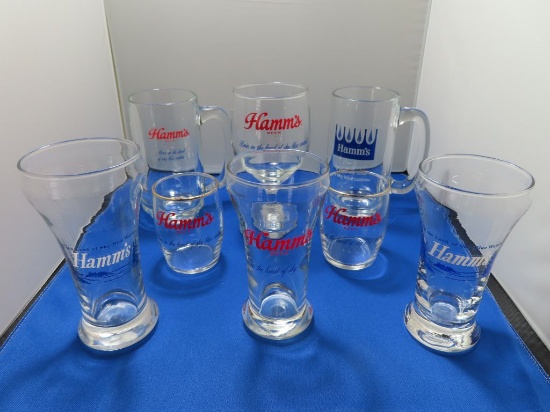 (8) ASSORTED HAMM'S BEER GLASSES