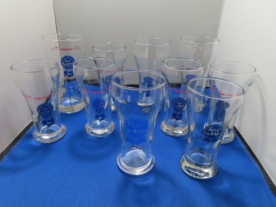 (10) ASSORTED PABST BLUE RIBBON BEER GLASSES