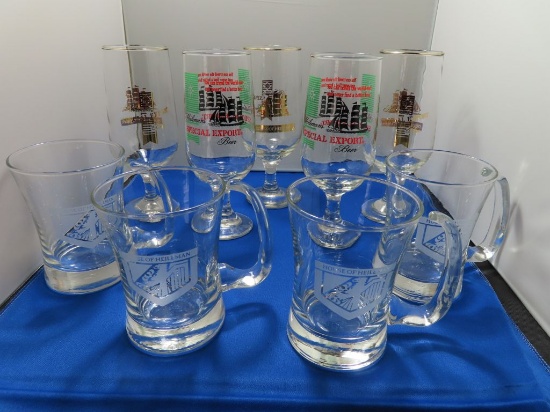 (9) ASSORTED HEILEMAN'S BEER GLASSES
