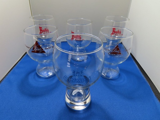 (6) 5" ASSORTED BEER GLASSES OF VARIOUS BRANDS