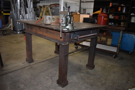 FAB TABLE WITH 4 1/2" VISE, 48" x 57" x 3/4" THICK