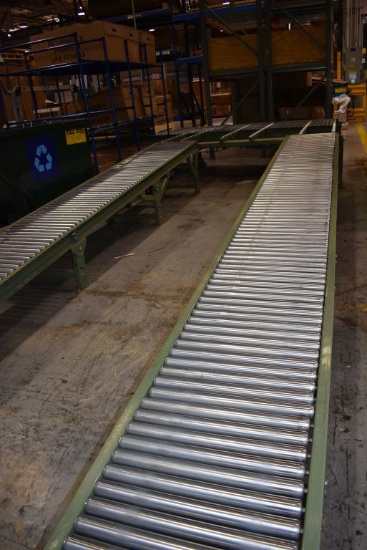 (2) SECTIONS OF ROLLER CONVEYOR, APPROX. 2'W x 20'L