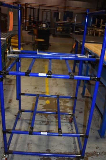 BLUE GRAVITY RACK ON CASTERS, NO CONVEYORS,