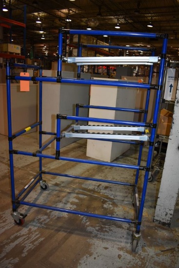 BLUE GRAVITY RACK WITH TWO LEVELS, ON CASTERS,