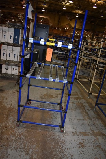 BLUE GRAVITY RACK WITH TWO LEVELS, ON CASTERS,